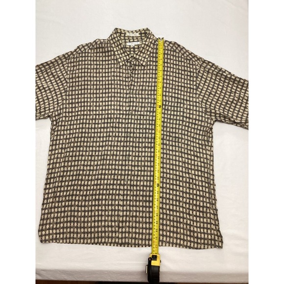 Pierre Cardin Mens XL Button Down Shirt Geometric Print Rayon Short Sleeve - Picture 4 of 5
